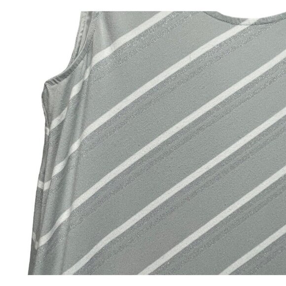 Chico's Maxi Dress Size 0 S/4 Stretch Metallic Shimmer Striped Sleeveless Grey - Picture 9 of 9